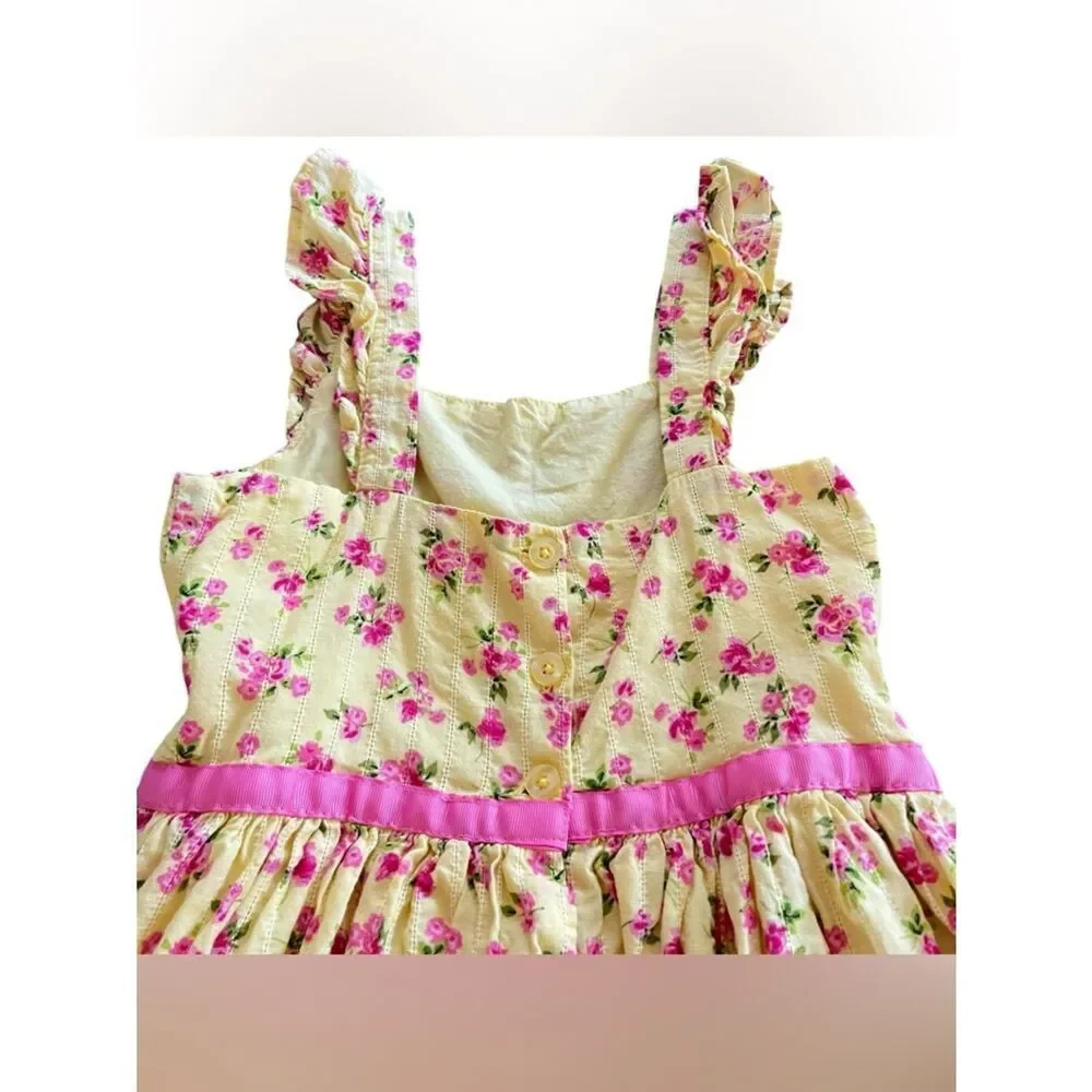 Zunie Girl Yellow Floral Ruffle Dress
